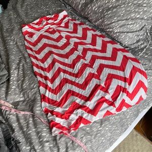 Coral chevron, print, maxi skirt, size medium